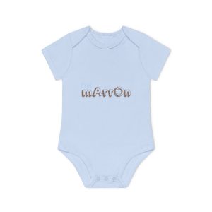 Body bebe manga corta organico - Azul empolvado - Camiseta «Quin marrón»