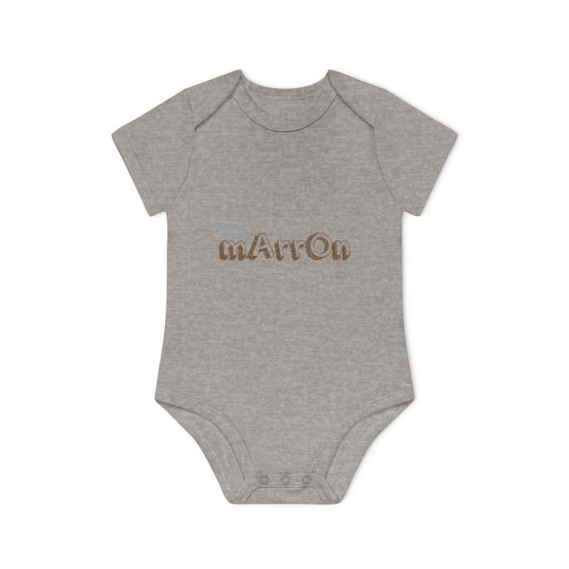 Body bebe manga corta organico - Gris jaspeado melange - Camiseta «Quin marrón»