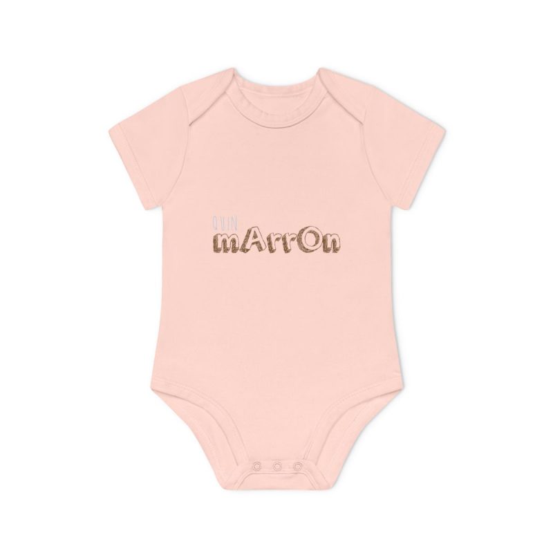 Body bebe manga corta organico - Rosa empolvado - Camiseta «Quin marrón»