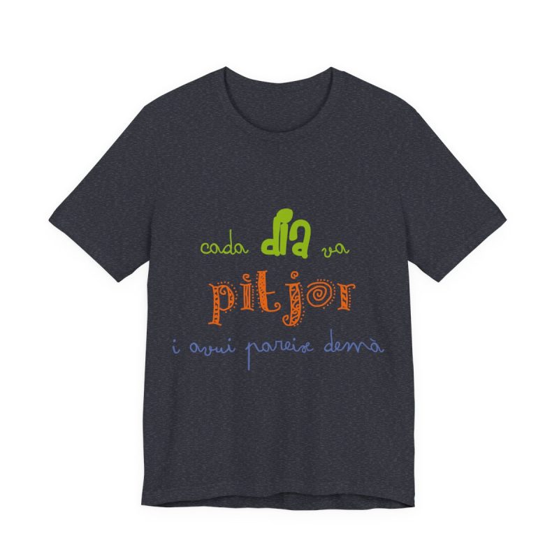 Camiseta jersey manga corta - Azul marino jaspeado - Camiseta «Cada dia va pitjor i avui pareix demà»
