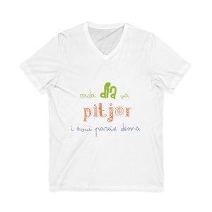 Camiseta cuello de pico - Blanco - Camiseta «Cada dia va pitjor i avui pareix demà»