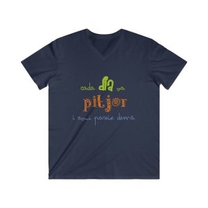 Camiseta hombre entallada cuello de pico - Azul marino - Camiseta «Cada dia va pitjor i avui pareix demà»