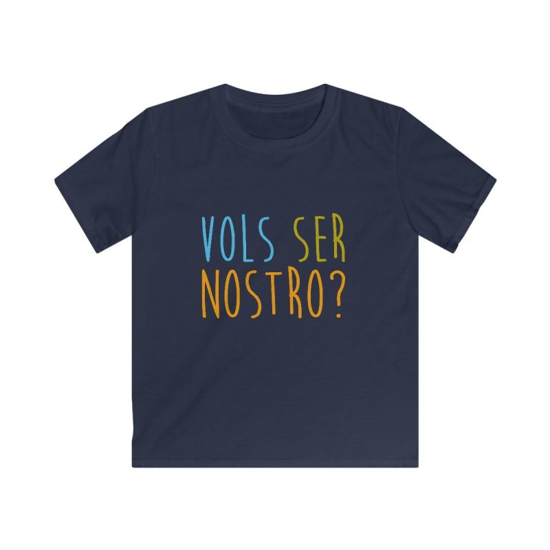 Camiseta infantil Softstyle - Azul marino - Vols ser nostro?