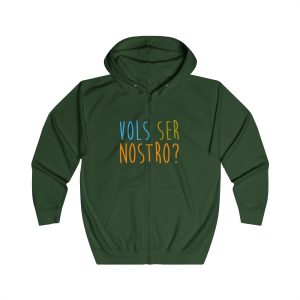 Home Sudadera con capucha y cremallera - Verde botella - Vols ser nostro?