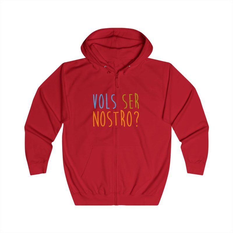 Sudadera con capucha y cremallera - Rojo fuego - Vols ser nostro?