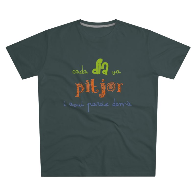 Camiseta hombre corte moderno - Gris marengo - Camiseta «Cada dia va pitjor i avui pareix demà» Camiseta hombre corte moderno - Gris marengo - Camiseta «Cada dia va pitjor i avui pareix demà»