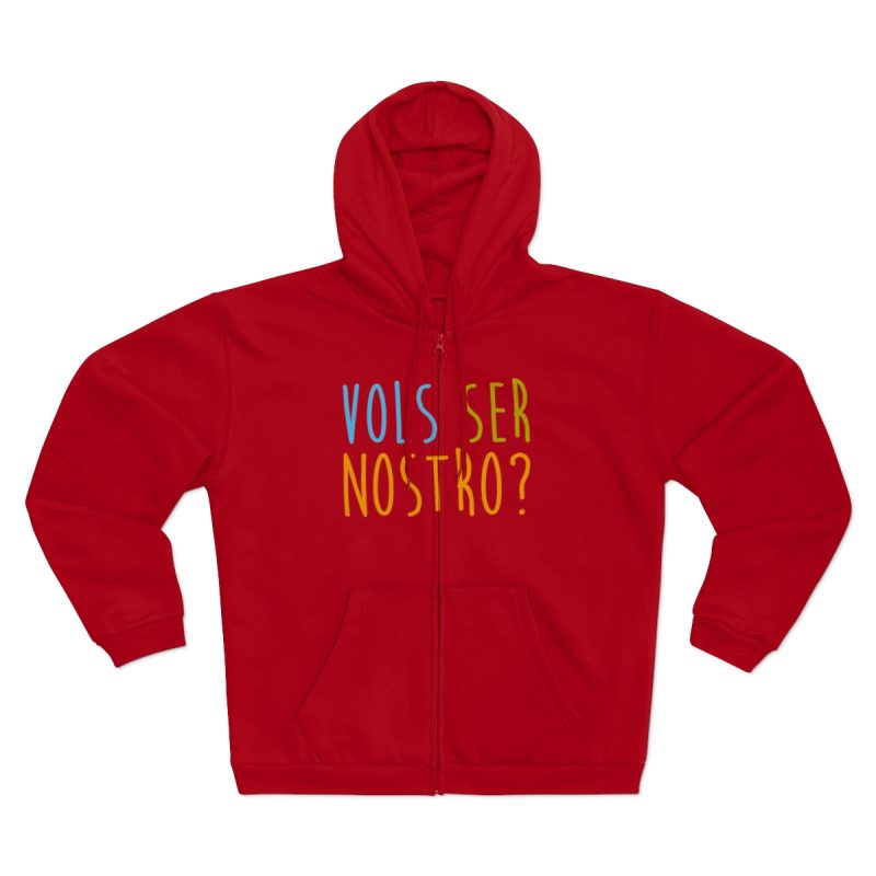 Sudadera capucha con cremallera premium - Rojo - Vols ser nostro?