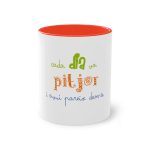 Taza bicolor - Rojo - Camiseta «Cada dia va pitjor i avui pareix demà»