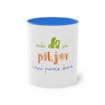Taza bicolor - Azul Cambridge - Camiseta «Cada dia va pitjor i avui pareix demà»