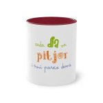 Taza bicolor - Granate - Camiseta «Cada dia va pitjor i avui pareix demà»