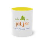 Taza bicolor - Amarillo - Camiseta «Cada dia va pitjor i avui pareix demà»