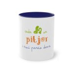 Taza bicolor - Azul oscuro - Camiseta «Cada dia va pitjor i avui pareix demà»