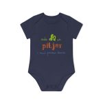 Body bebe manga corta organico - Azul marino nautico - Camiseta «Cada dia va pitjor i avui pareix demà»