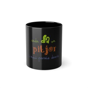 Taza negra 325 ml - Negro - Camiseta «Cada dia va pitjor i avui pareix demà»