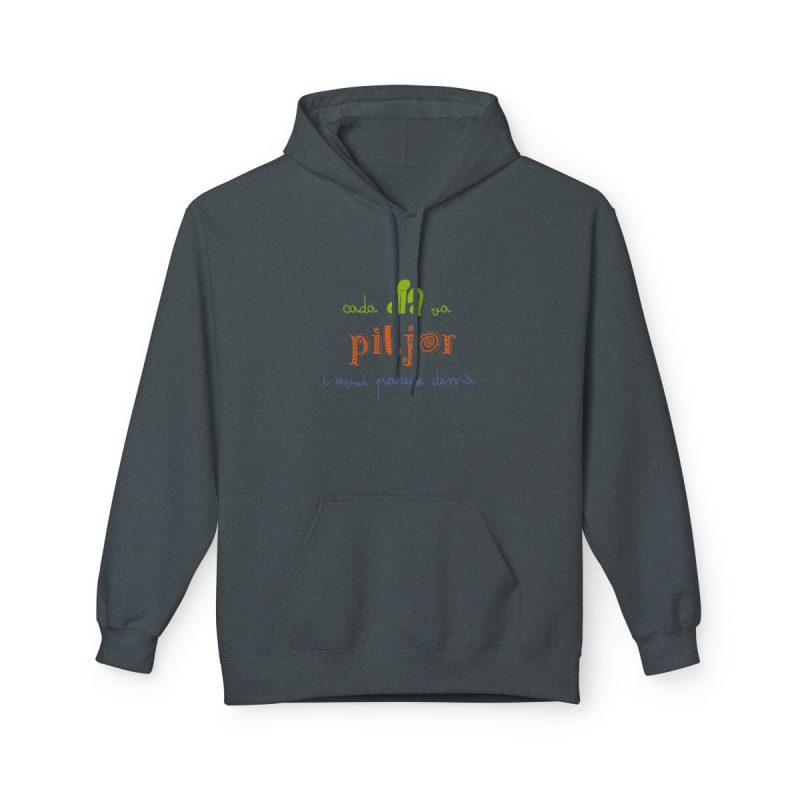 Sudadera Softstyle con capucha - Gris oscuro jaspeado - Camiseta «Cada dia va pitjor i avui pareix demà»