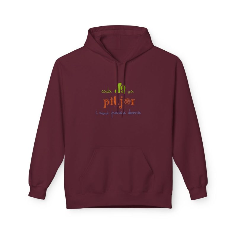Sudadera Softstyle con capucha - Granate - Camiseta «Cada dia va pitjor i avui pareix demà»