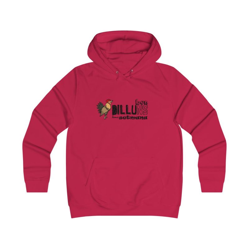 Sudadera universitaria mujer - Rojo fuego - Camiseta Dilluns Gall