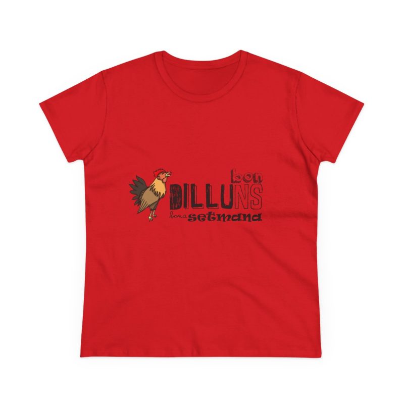 Camiseta mujer algodon medio - Rojo - Camiseta Dilluns Gall