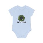 Body bebe manga corta organico - Azul empolvado - Camiseta «Mos veim»