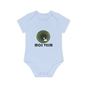 Body bebe manga corta organico - Azul empolvado - Camiseta «Mos veim»