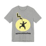Camiseta jersey manga corta - Gris jaspeado - Camiseta «Mal no et toqui un llamp» Camiseta jersey manga corta - Gris jaspeado - Camiseta «Mal no et toqui un llamp»