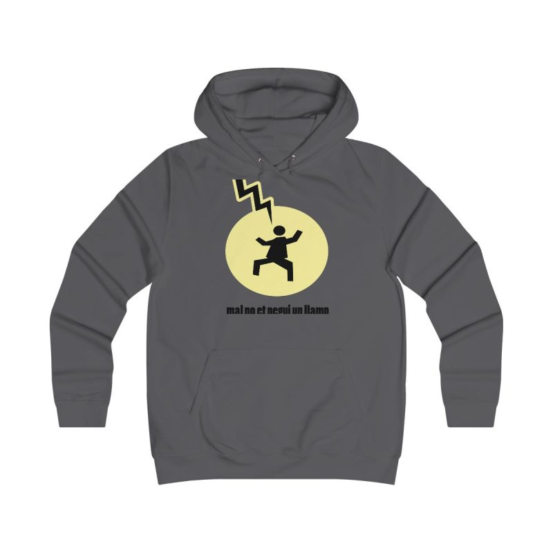 Sudadera universitaria mujer - Gris marengo - Camiseta «Mal no et toqui un llamp»