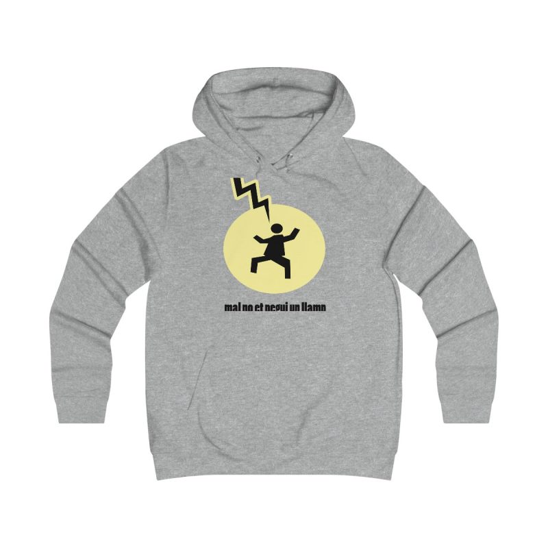Sudadera universitaria mujer - Gris jaspeado claro - Camiseta «Mal no et toqui un llamp»