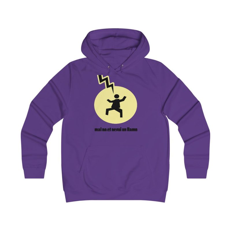 Sudadera universitaria mujer - Morado - Camiseta «Mal no et toqui un llamp»