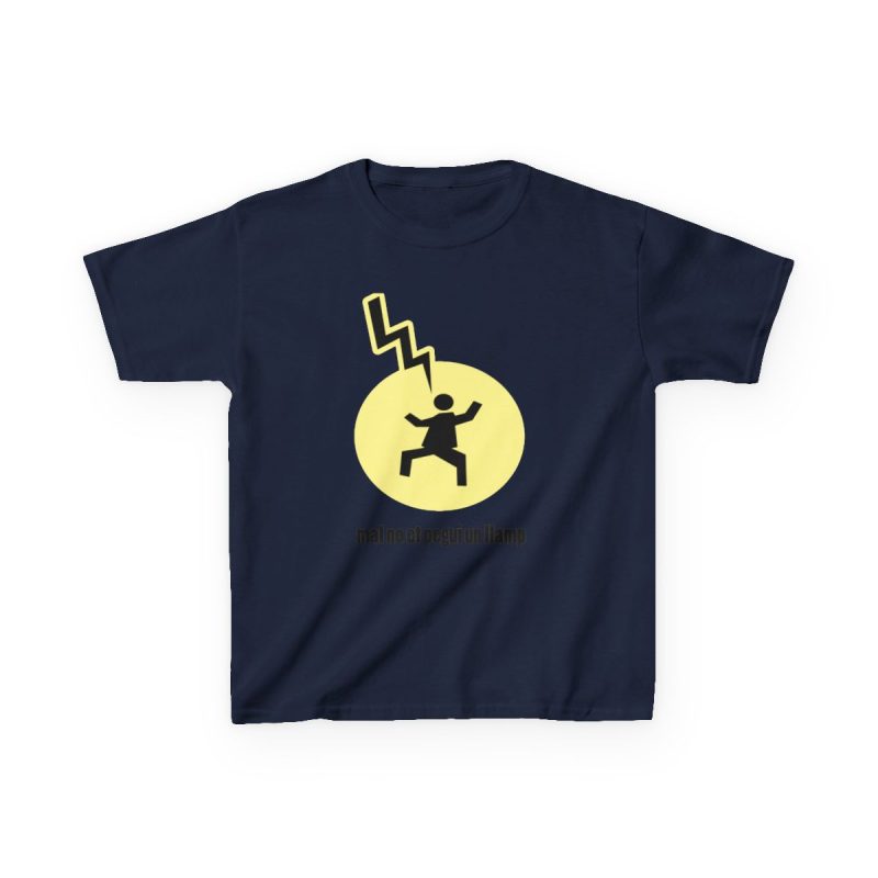 Camiseta infantil algodon grueso - Azul marino - Camiseta «Mal no et toqui un llamp» Camiseta infantil algodon grueso - Azul marino - Camiseta «Mal no et toqui un llamp»