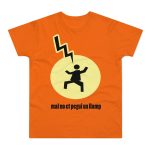 Camiseta hombre punto liso - Naranja - Camiseta «Mal no et toqui un llamp» Camiseta hombre punto liso - Naranja - Camiseta «Mal no et toqui un llamp»