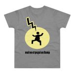 Camiseta hombre punto liso - Gris deportivo jaspeado - Camiseta «Mal no et toqui un llamp» Camiseta hombre punto liso - Gris deportivo jaspeado - Camiseta «Mal no et toqui un llamp»