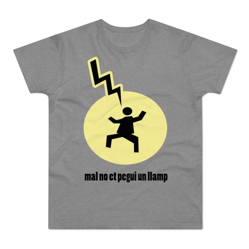 Camiseta hombre punto liso - Gris deportivo jaspeado - Camiseta «Mal no et toqui un llamp»
