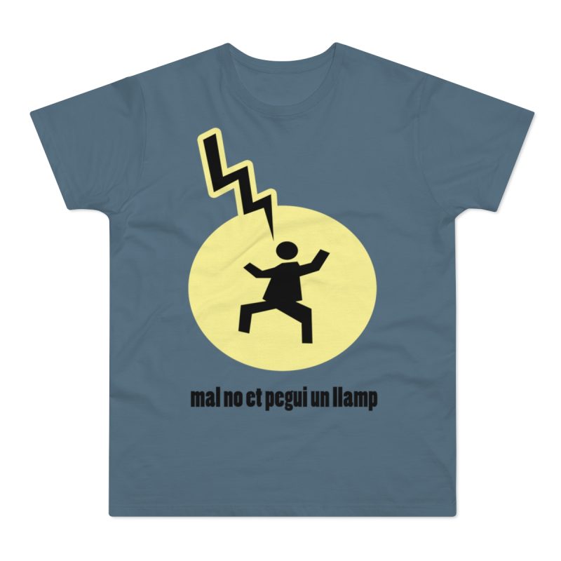 Camiseta hombre punto liso - Azul piedra - Camiseta «Mal no et toqui un llamp»