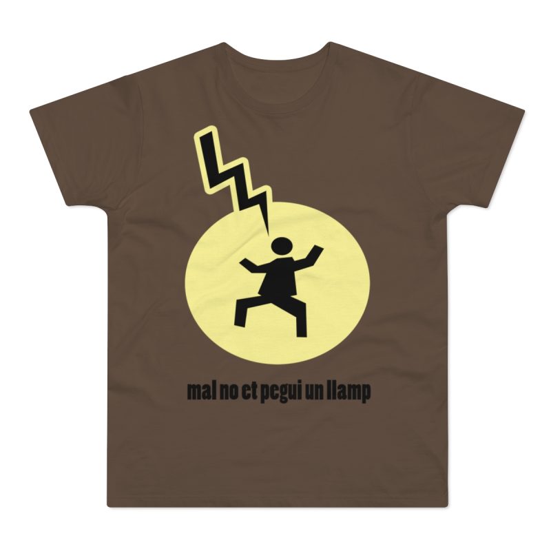 Camiseta hombre punto liso - Marron chocolate - Camiseta «Mal no et toqui un llamp»