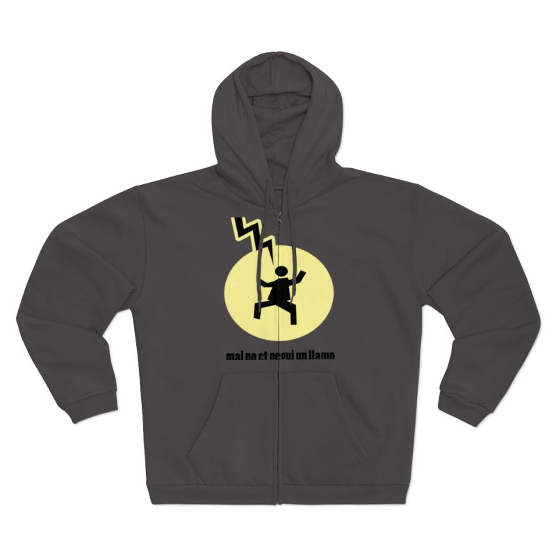 Sudadera capucha con cremallera premium - Antracita - Camiseta «Mal no et toqui un llamp» Sudadera capucha con cremallera premium - Antracita - Camiseta «Mal no et toqui un llamp»