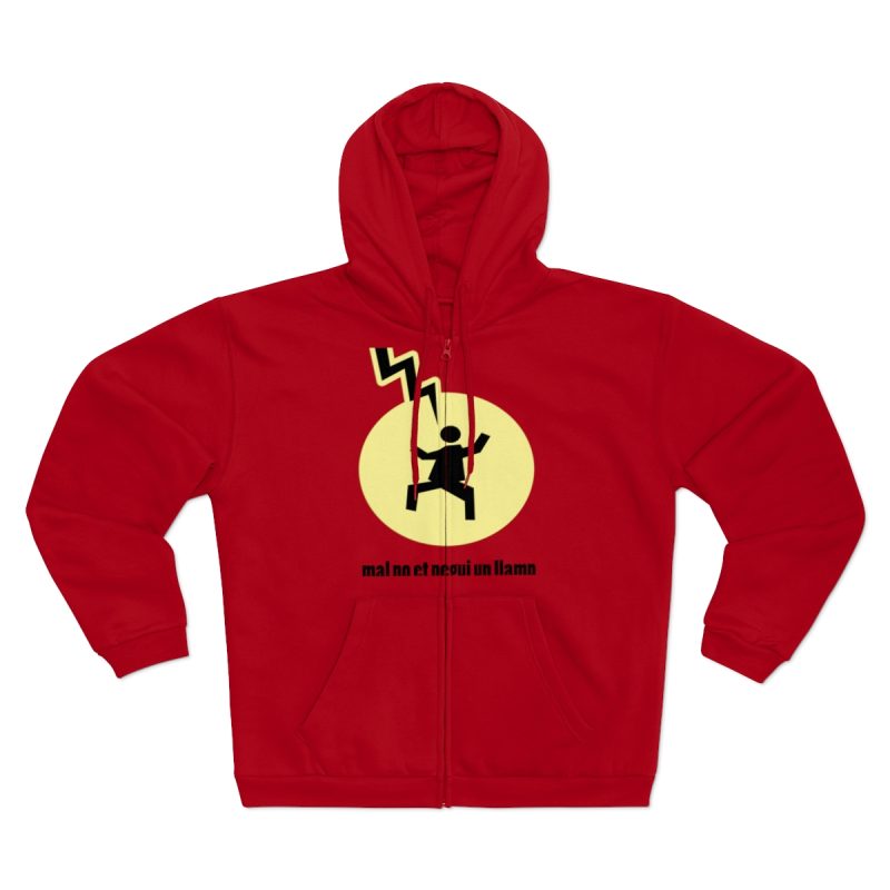 Sudadera capucha con cremallera premium - Rojo - Camiseta «Mal no et toqui un llamp»