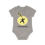 Body bebe manga corta organico - Gris jaspeado melange - Camiseta «Mal no et toqui un llamp»