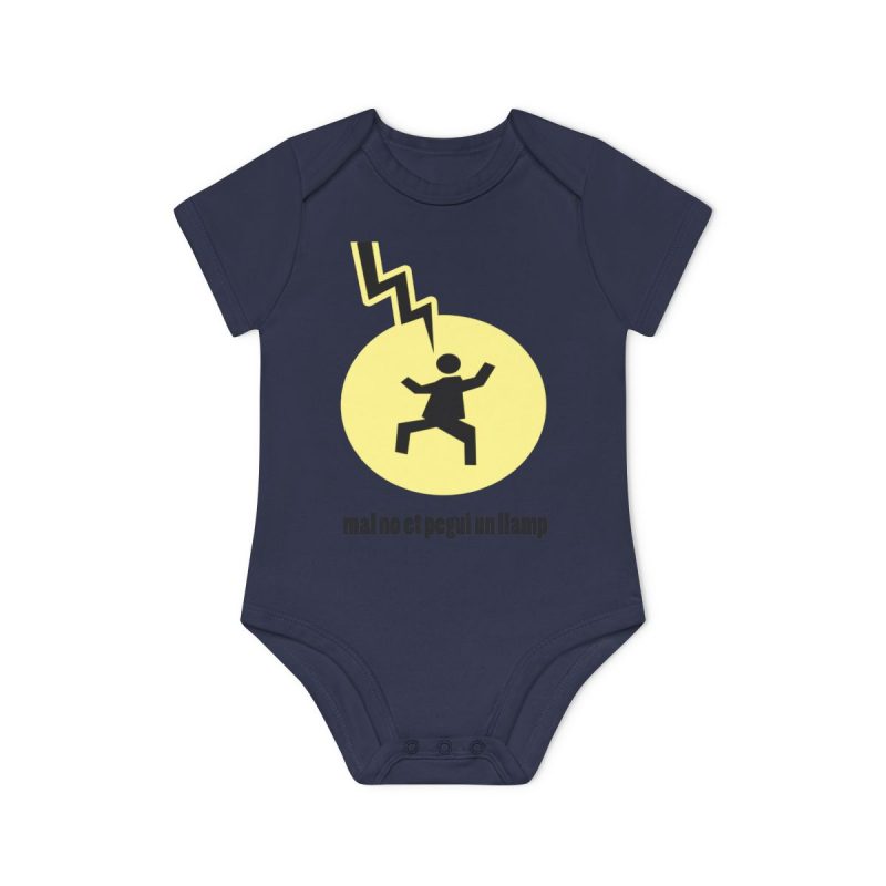 Body bebe manga corta organico - Azul marino nautico - Camiseta «Mal no et toqui un llamp»