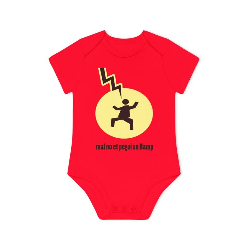 Body bebe manga corta organico - Rojo - Camiseta «Mal no et toqui un llamp»