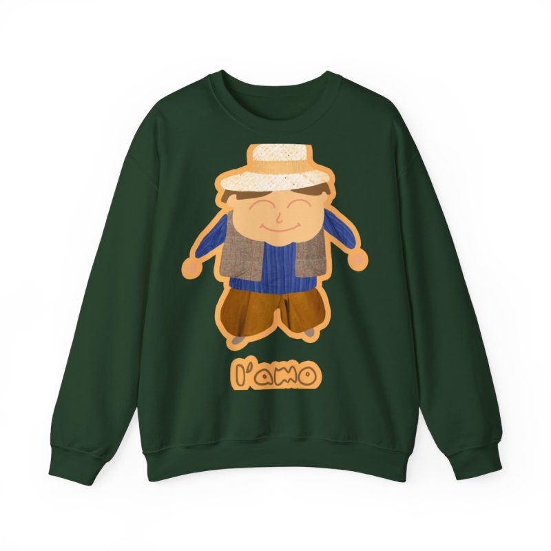 Sudadera cuello redondo - Verde bosque - Camiseta «L’amo» pages