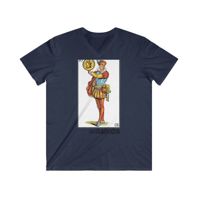 Camiseta hombre entallada cuello de pico - Azul marino - Camiseta «Sa Madona» Truc Camiseta hombre entallada cuello de pico - Azul marino - Camiseta «Sa Madona» Truc