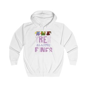 Sudadera con capucha y cremallera - Blanco artico - Camiseta «Tres al·lotes fines»