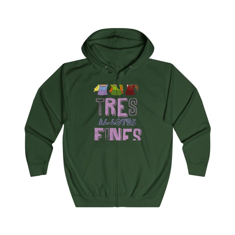 Sudadera con capucha y cremallera - Verde botella - Camiseta «Tres al·lotes fines»