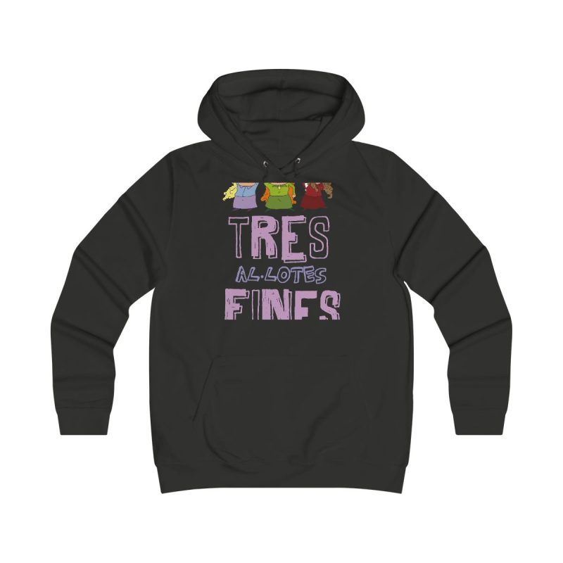 Sudadera universitaria mujer - Negro azabache - Camiseta «Tres al·lotes fines»