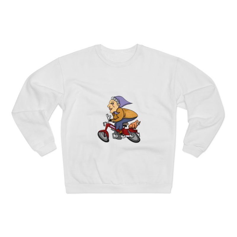 Sudadera cuello redondo premium - Blanco - Madocoloma en bicicleta Sudadera cuello redondo premium - Blanco - Madocoloma en bicicleta