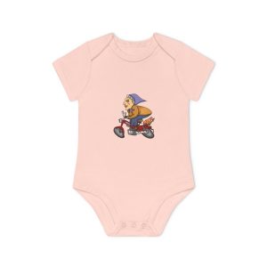 Body bebe manga corta organico - Rosa empolvado - Madocoloma en bicicleta