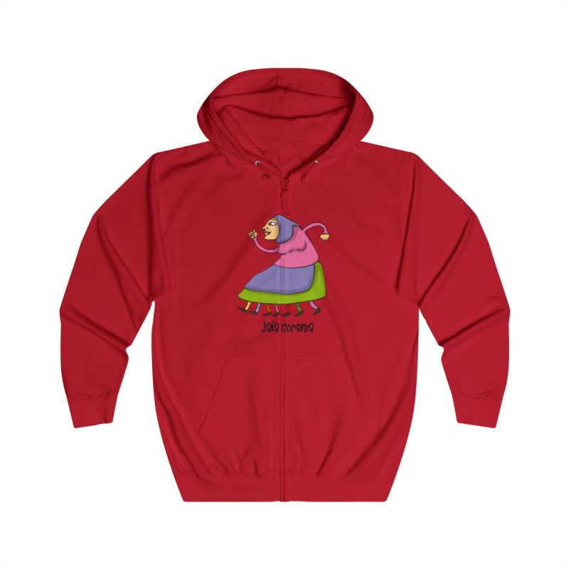 Sudadera con capucha y cremallera - Rojo fuego - Camiseta Jaia Coremá Lletres