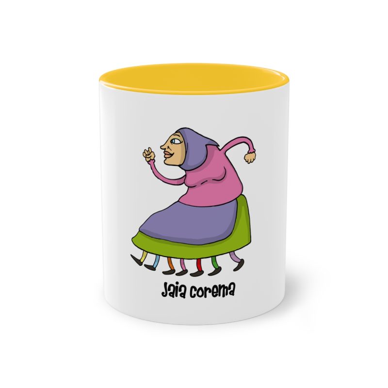 Taza bicolor - Amarillo dorado - Camiseta Jaia Coremá Lletres