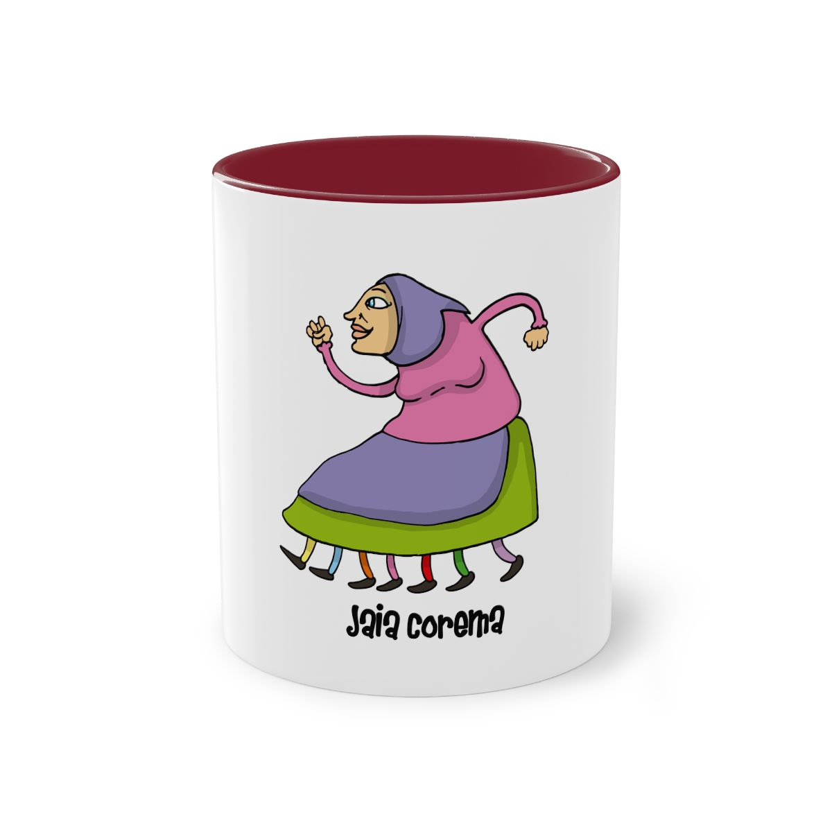 Taza bicolor - Granate - Camiseta Jaia Coremá Lletres