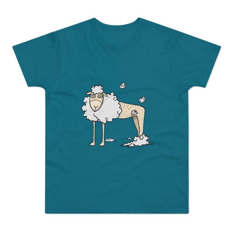 Camiseta hombre punto liso - Azul diva - Camiseta Tondra: una oveja entre nubes